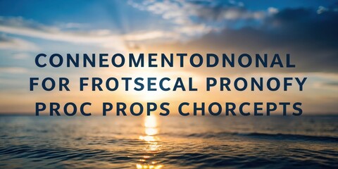 Aufkleber - A sunset over the ocean with the words CONNEOMENTODNONAL FOR FROTSECAL PRONO FY PROC PROPS CHORCEPTS in bold black letters
