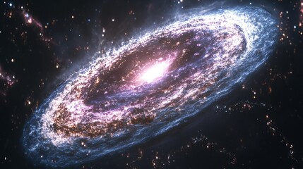 Sticker - Twinkling Stars Surrounding Vibrant Pink and Purple Nebula Center in Captivating Galaxy Background