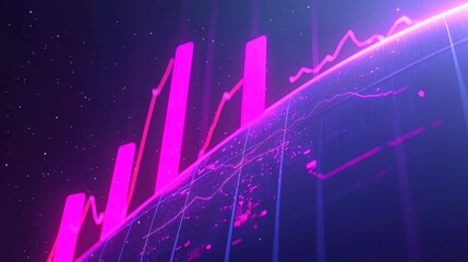 Poster - Economic growth visualized in outer space, featuring a financial chart against a minimalist backdrop, embodying clarity and simplicity in a boundless environment