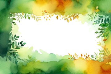 Vibrant Watercolor Background with Green and Yellow Leaf Patterns