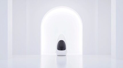 Poster - Global Business Expansion Through Innovation, a space shuttle symbolizes growth and exploration in a minimalist setting, emphasizing clarity and boundless potential.