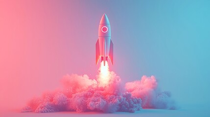 Poster - AI Rocket Launch, a dynamic representation of a hypergrowth strategy, featuring a glowing rocket symbolizing innovation against a minimalist backdrop, conveying clarity and ambition