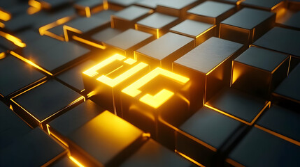 Glowing digits on dark cubes