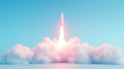 Poster - Digital Investment Launch, envisioning the future of finance with dynamic rocket visuals, sleek minimalist design, open space emphasizing innovation and progress.