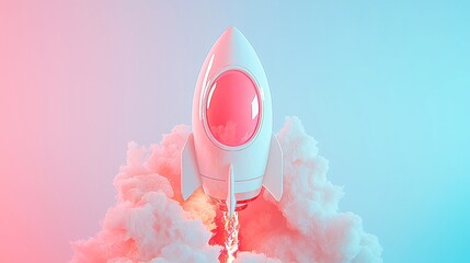 Poster - Intergalactic Unicorn Startup, a visionary concept showcasing a sleek rocket soaring through a minimalist cosmos, symbolizing innovation and limitless potential in business.