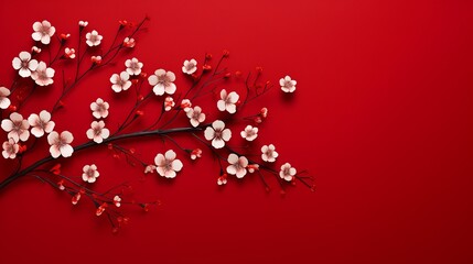 Wall Mural - Red background with small size flower a?