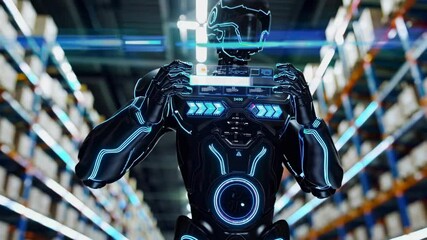 Poster - Advanced robotic technology showcased in a modern warehouse environment during daytime operations