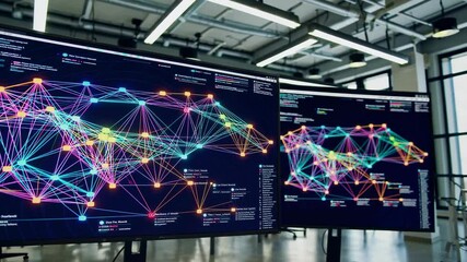 Leinwandbilder - Setting up a high-tech workspace with data visualization and team collaboration in a modern office