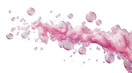Poster - Pink liquid splashing with bubbles on transparent background