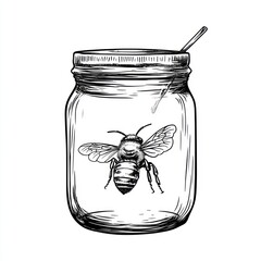 Poster - Hand Drawn Bee in Glass Jar