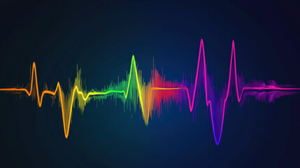 Aufkleber - vibrant soundwave in rainbow colors on dark background, symbolizing diversity, energy, and creativity. Pride month health awareness concept