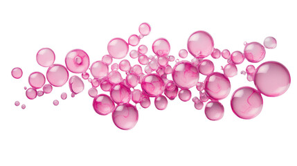 Poster - Pink bubbles floating on transparent background