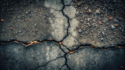 Aufkleber - Cracked and weathered surface texture with intricate fracture patterns and embedded stones