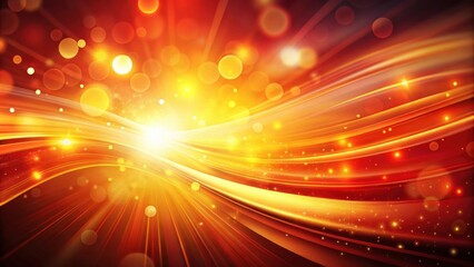 Fototapete - abstract golden and red swirling light streaks background with glowing particles