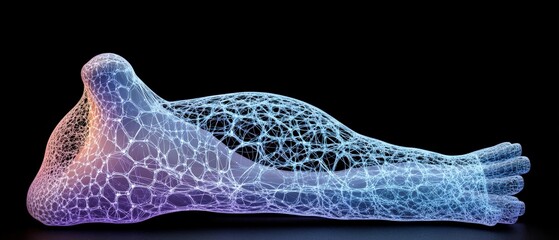 Aufkleber - 3d human body model with blue and purple network technology wireframes and high fidelity details