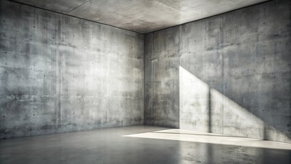 Aufkleber - Sunlit Corner in a Concrete Room with Polished Floor