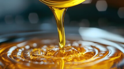 Poster - golden liquid cascade a mesmerizing dance of viscosity and light in abstract detail
