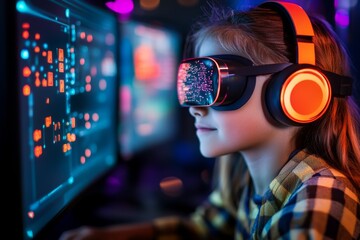 Aufkleber - A futuristic post-secondary institution where students learn in virtual reality classrooms with AI tutors