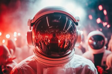Aufkleber - A futuristic space academy graduation where students float in zero gravity while receiving their bachelor degrees