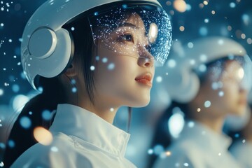 Poster - A futuristic virtual university where students receive digital bachelor degrees through holographic ceremonies