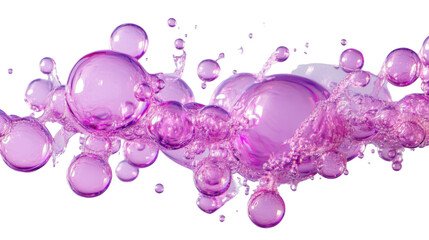 Poster - Group of pink bubbles floating on transparent background