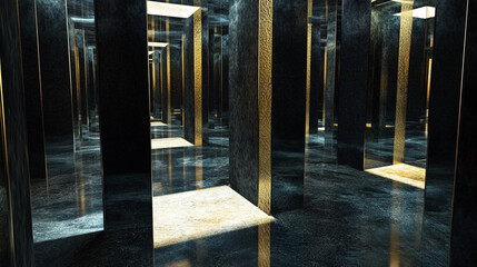 Poster - Exploring a modern maze of mirrors and light in a striking architectural space