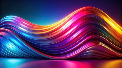 Poster - Abstract Colorful Swirling Waves, a Vibrant 3D Render of Dynamic Fluid Forms