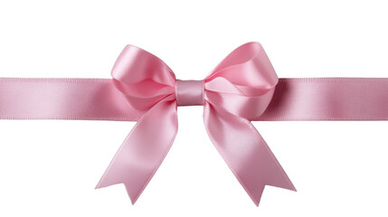 Wall Mural - Pink ribbon with bow isolated on transparent background