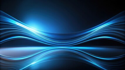 Aufkleber - Abstract Blue Waves Glowing, Dynamic Curves and Reflections