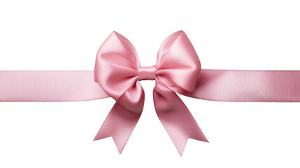 Wall Mural - Pink silk ribbon bow isolated on transparent background