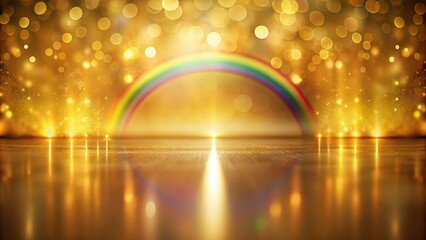 Aufkleber - Golden Glitter Background with Rainbow Arc and Reflective Surface