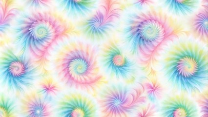 Poster - Pastel Swirl Design  Soft, Whimsical Tie-Dye Pattern with Spiral Motifs for Textile and Background Use