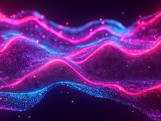 Poster - Dynamic digital waves abstract visuals digital art vibrant colors close-up energy and motion