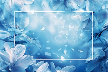 Wall Mural - Blue Crystal Floral Frame with Glowing Effect