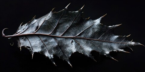 Poster - Leaf with a black stem and a brown tip