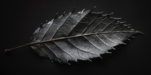 Poster - Leaf is shown in black and white