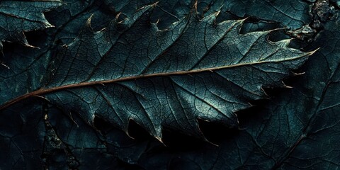 Poster - Leaf is shown in a dark blue color