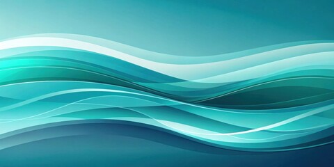 Poster - Abstract Teal and Turquoise Wave Pattern Background Design