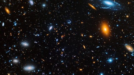 Wall Mural - a beautiful galaxy background with planets, stars, and nebulae, with the planet mars in the center.