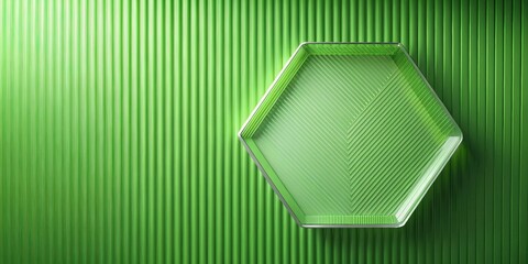 Aufkleber - Abstract Hexagonal Display Case on Green Striped Background