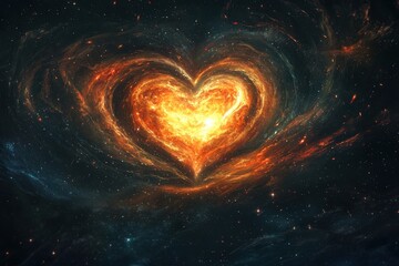 Poster - Celestial Heart Nebula Radiating in the Cosmos, Displaying Universal Love, Passion, and Connection Amidst a Star-Studded, Infinite Expanse.