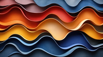 Poster - Colorful wavy layered paper design background