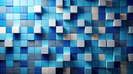 Leinwandbilder - Abstract Blue and White Cube Mosaic Wall Texture
