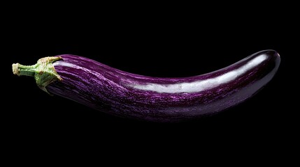 Poster - Purple eggplant, studio shot, black background, food photography, recipe ingredient