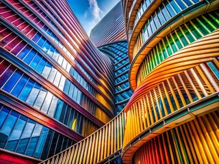 Poster - Abstract Architectural Photography: Interlocking Triple Helix Structure, Modern Building Design, Geometric Patterns
