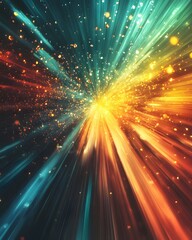 Poster - Abstract Burst of Light with Vibrant Colors and Sparkling Particles Creating Dynamic Energy