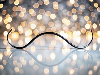 Poster - Abstract Black Shape, Minimalist White Background, Bokeh Effect - Stock Photo