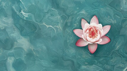 Wall Mural - Serene Water Lily Blooming on Calm Turquoise Water Surface