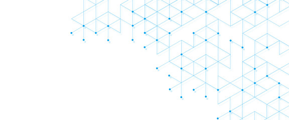 Fototapete - Vector abstract minimalist blue triangles technology pattern blue geometric background. 