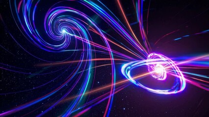 Poster - exploration of cosmic energy through vibrant swirling lights in a dark universe